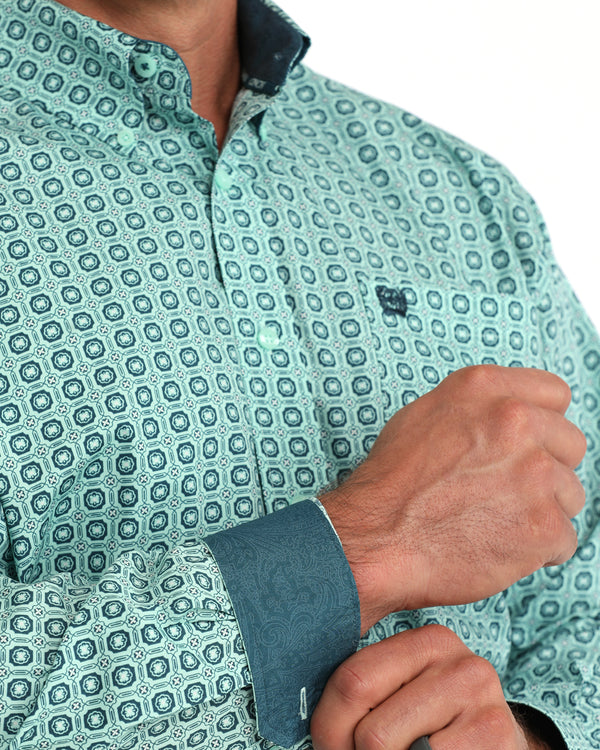 Cinch Men's Long Sleeve Turquoise Shirt MTW1106167
