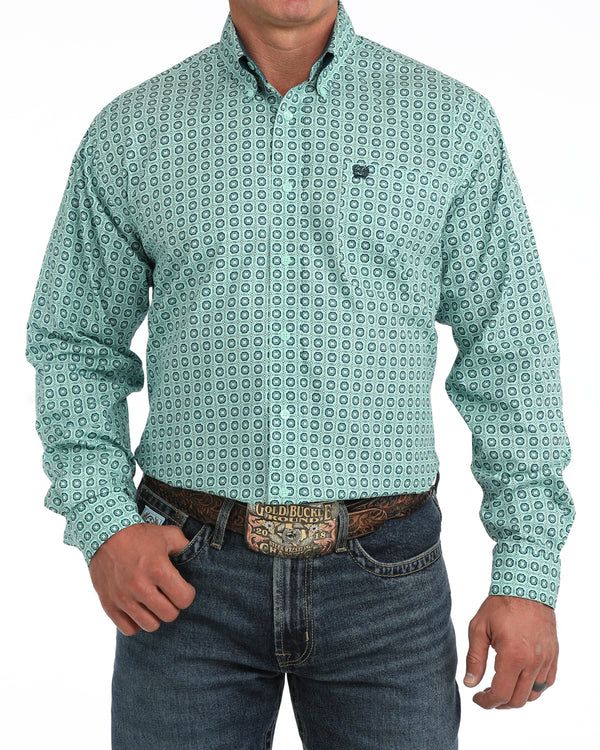 Cinch Men's Long Sleeve Turquoise Shirt MTW1106167