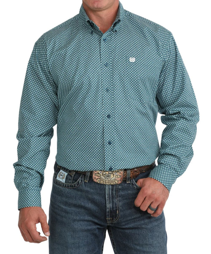 Cinch Men's Geo Classic Fit Button Down Blue MTW1106168