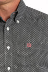 Cinch Mens Black Floral Pattern Button Up Shirt-MTW1111482