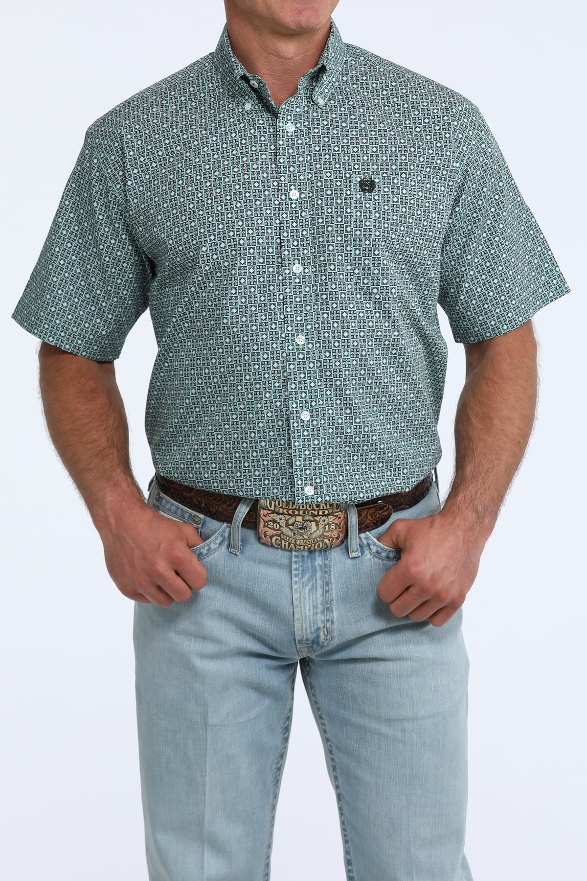 Cinch Mens Short Sleeve Print Button Down - MTW1111528
