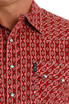 Cinch Men's Red Aztec Print Button Down Shirt MTW1301073