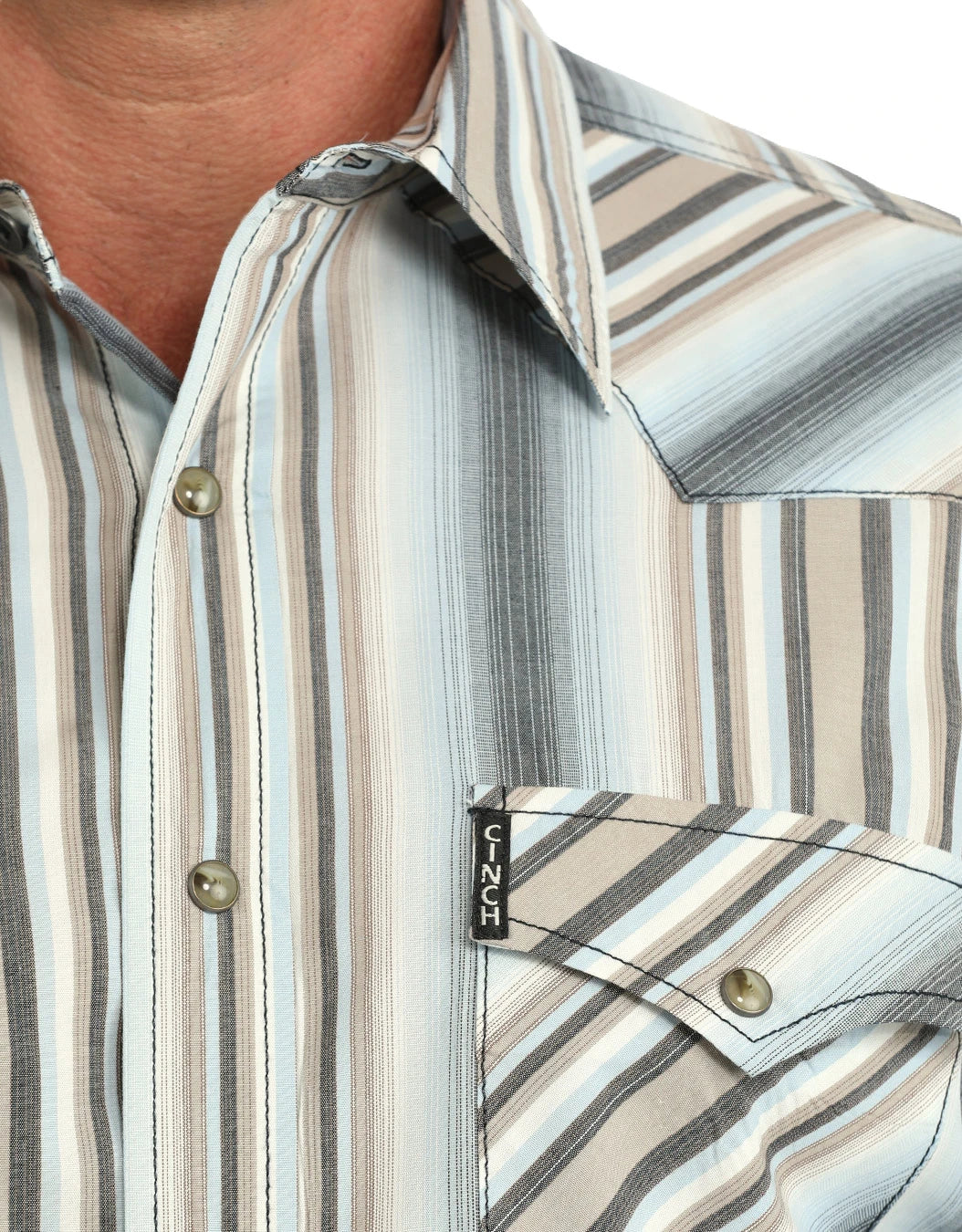 Cinch Men's Modern Fit Long Sleeve Stripe Snap Shirt MTW1303112