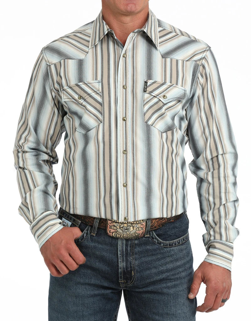 Cinch Men's Modern Fit Long Sleeve Stripe Snap Shirt MTW1303112