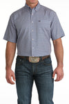 Cinch Mens Purple and Blue Geo Squares Short Sleeve Shirt-MTW1704161