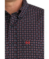 Cinch Men's Western Shirt Short Sleeve Foulard Button - Navy - MTW1704173
