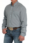 Cinch Mens Blue Square Print Button Down Shirt-MTW1862035