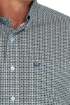Cinch Mens Blue Square Print Button Down Shirt-MTW1862035