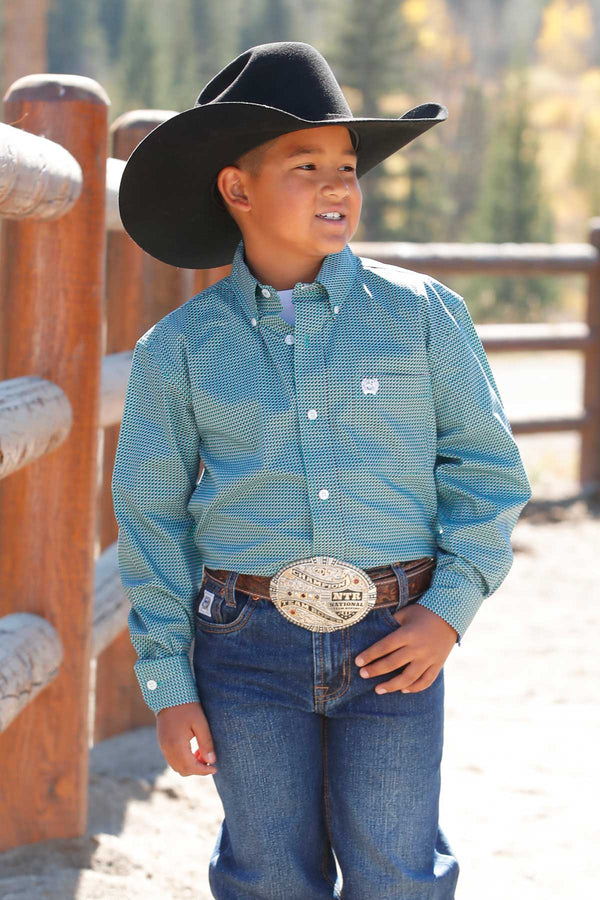 Cinch Boys Turquoise Button Up Shirt-MTW7060391