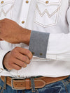 Wrangler Men's Retro Long Sleeve Western Snap Solid Dobby Shirt White MVR531W