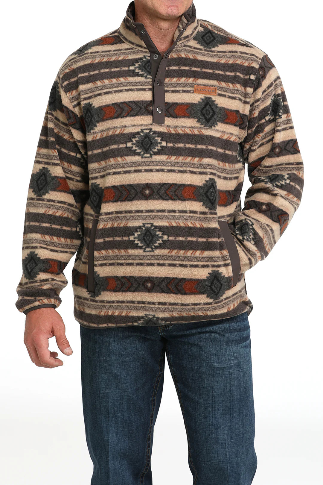 Cinch Men's Southwestern Print 1/4 Snap Pullover - Brown - MWK1514027/MWK151427X