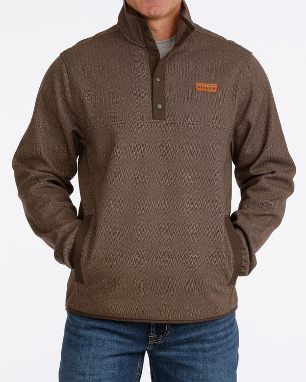 Cinch Mens Quarter Button Brown Pullover-MWK1534011