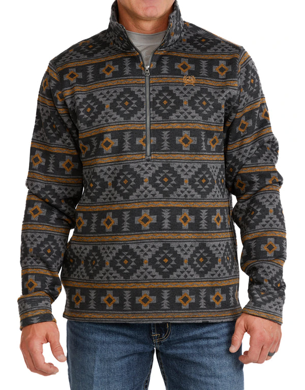 Cinch Mens Half Zip Charcoal Pullover-MWK1558006