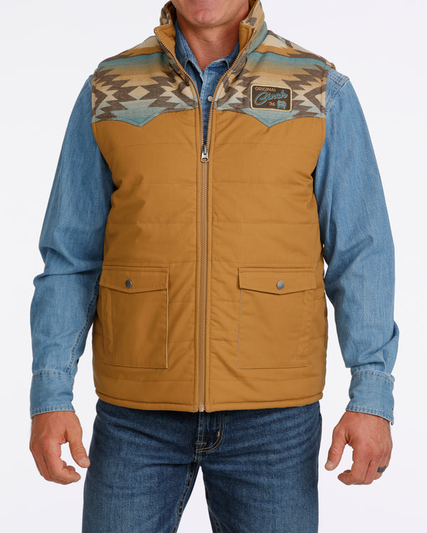Cinch Mens Tan and Turquoise Reversible Vest-MWV1956001