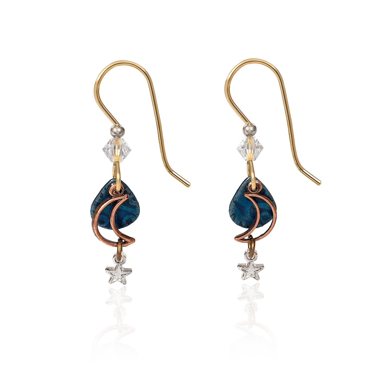 Silver Forest Delicate Skyscape Cascade Mixed Metal Drop Earrings - NE-1817
