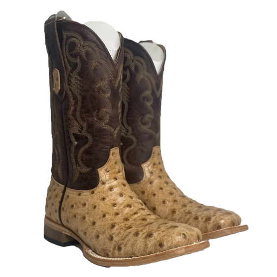 Cowtown Men's Antique Saddle Ostrich Print Boot Q6077