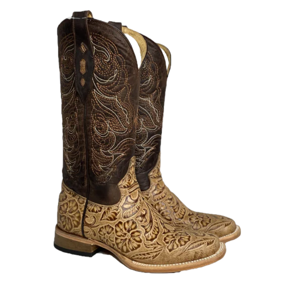 Ladies Cowtown Leather Tooled Boots Q452
