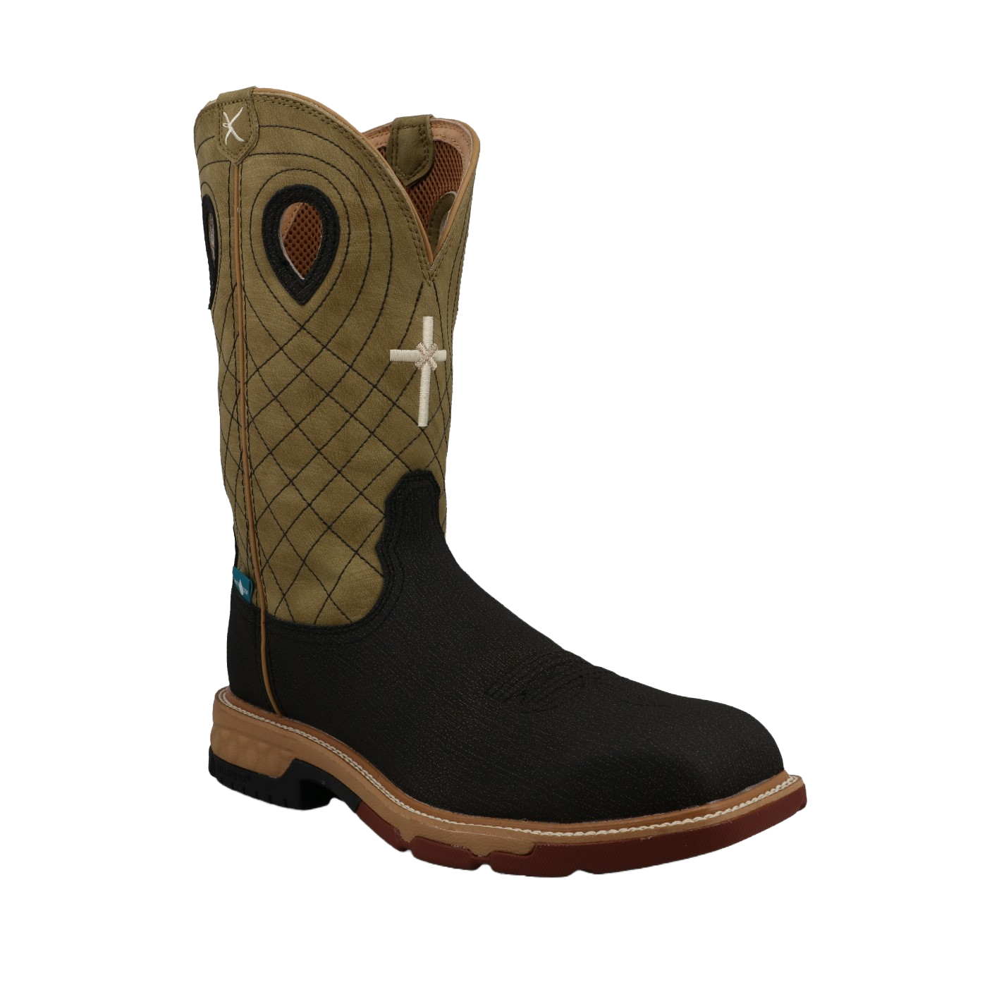 Twisted X Mens Western Charcoal and Kiwi Nano Toe Work Boots- MXBNW06