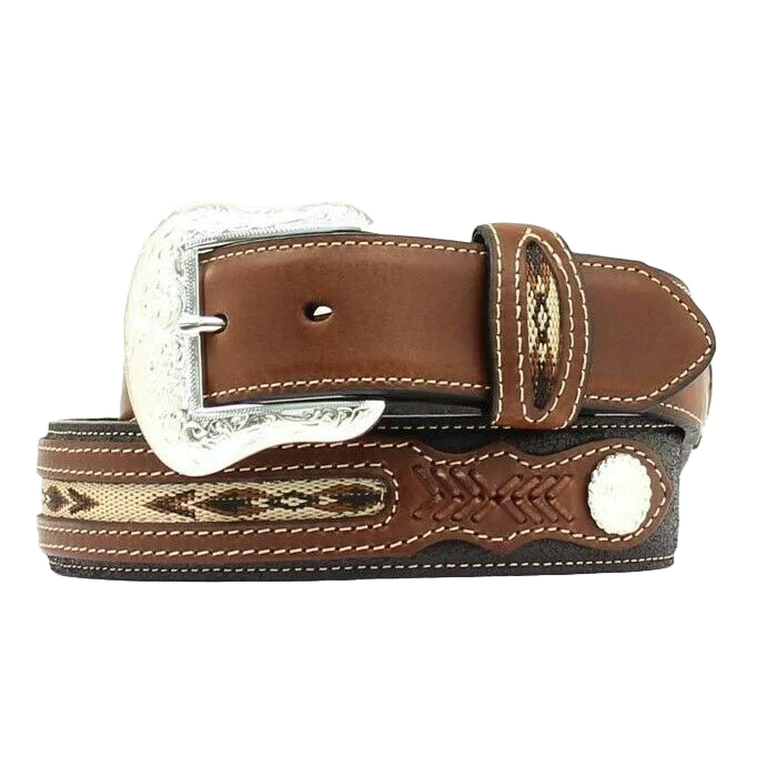 Nocona Men's Top Hnad Brown and Black wit Overlay Belt N2475701