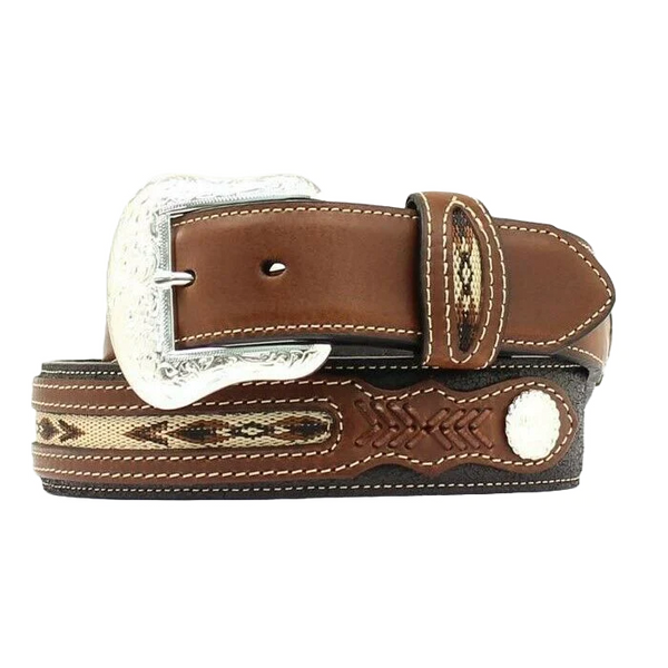 Nocona Men's Top Hnad Brown and Black wit Overlay Belt N2475701