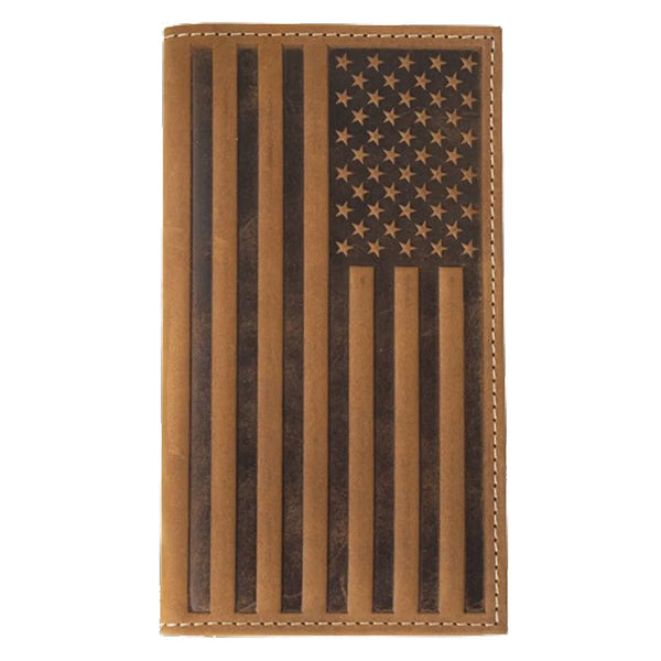 Nocona Men's Brown Embossed Flag Rodeo Wallet N500044102