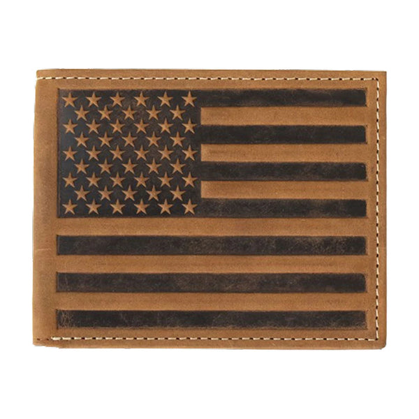 Nocona Men's Brown Embossed Flag Bi-Fold Wallet N500044202