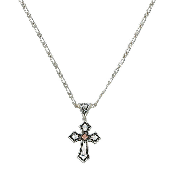 Montana Silversmiths Antique Silver Copper Cross Necklace- NC1161