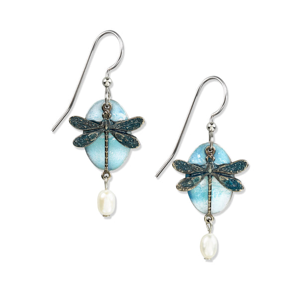 Silver Forest Layered Dragonfly Earrings NE-0325