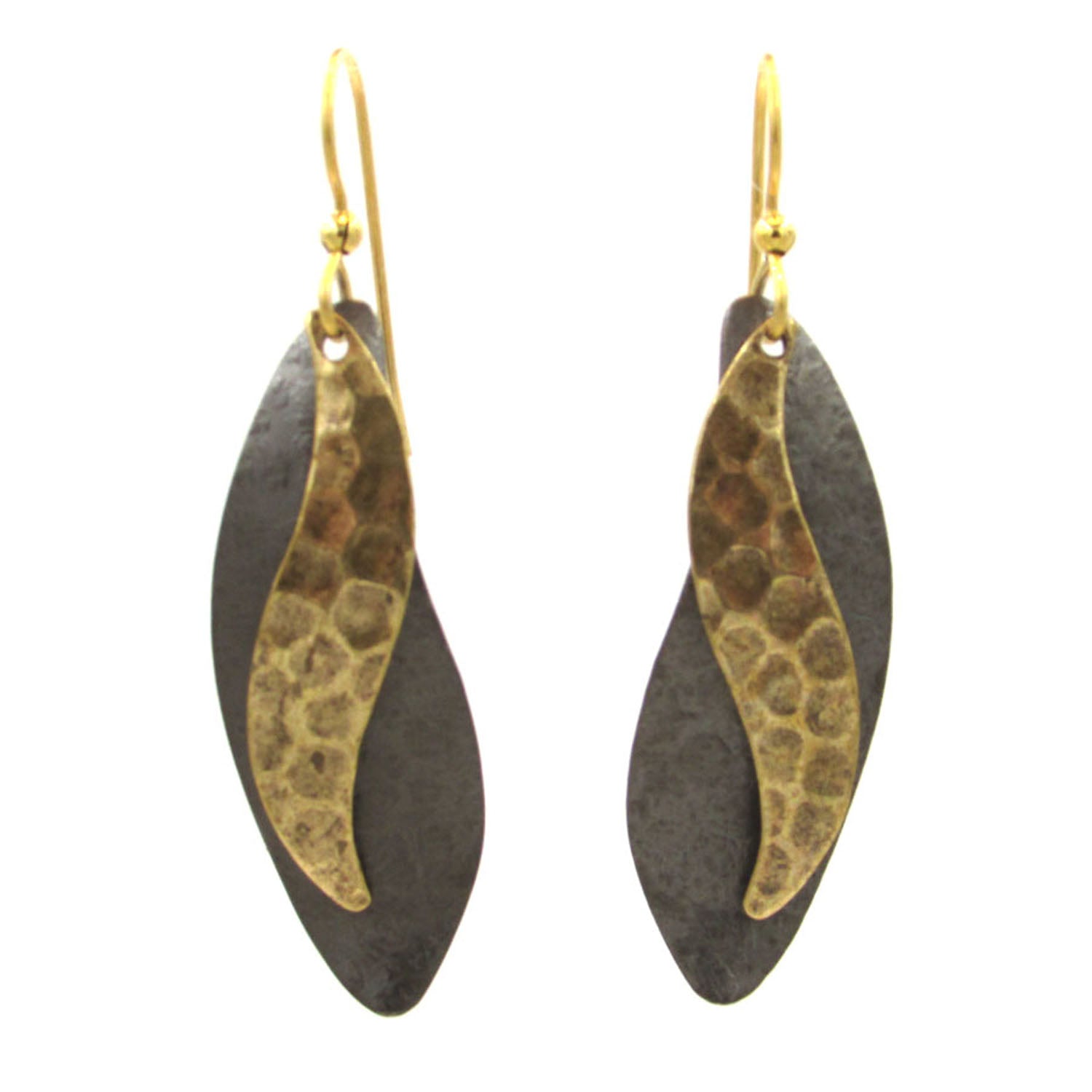 Silver Forest Mixed Metal and Gold Dangle Earrings - NE-0716