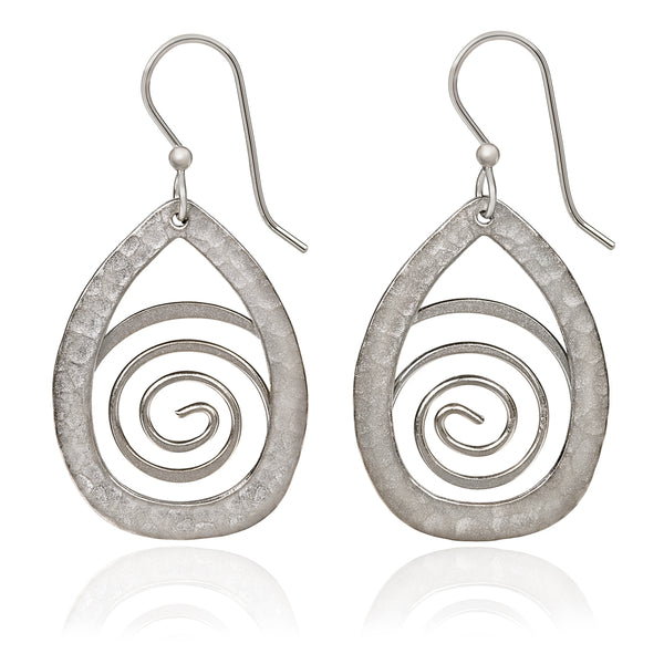 Silver Forest Hammered Spiral Earrings NE-1627