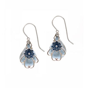 Silver Forest Earring Silver Flower on Teardrop - NE-1888D