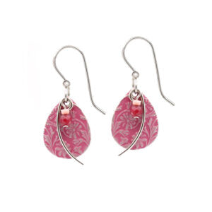 Silver Forest Earring Silver Textured Tear with Whisp - NE-1912D