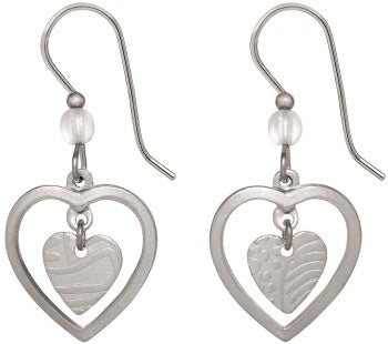 Silver Forest Earring Silver Heart In Open Heart - NE-2233