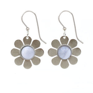 Silver Forest Fun Flower with Stone Earrings  - NE-2254
