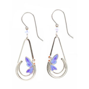 Silver Forest Earring Silver Open Teardrop with Butterfly - NE-2362