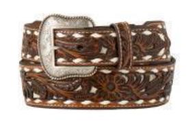 Nocona Western Belt Mens Tapered Belt Calf Hair Underlay Black & White - N210008802