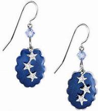Silver Forest Cloud with Star Trio Earrings - NE-0161