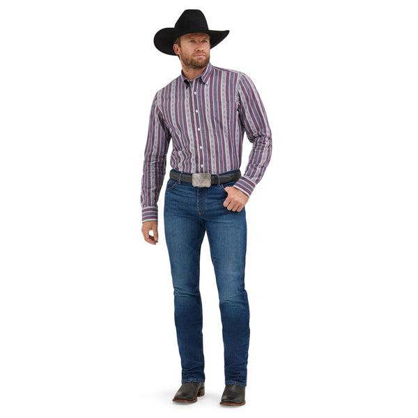 Wrangler Mens Cody Johnson Multi Color Stripe Button Long Sleeve Shirt 112369557