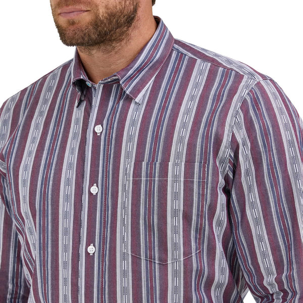 Wrangler Mens Cody Johnson Multi Color Stripe Button Long Sleeve Shirt 112369557
