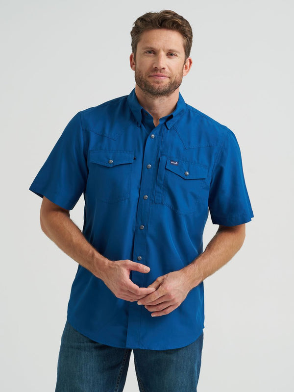 Wrangler Mens Blue Short Sleeve Shirt- 112369424