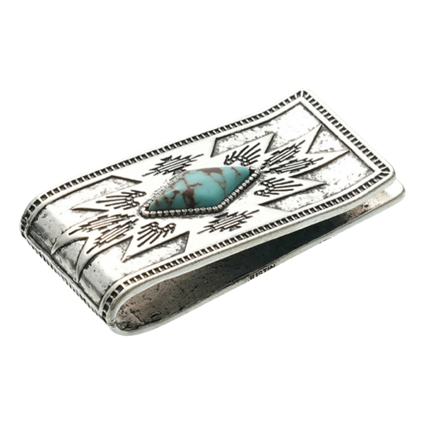 Justin Men's Aztec Design With Stone Money Clip-2621917455
