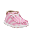 Twisted X Infant Pink and White Gingham Chukka Driving Moc-ICA0050