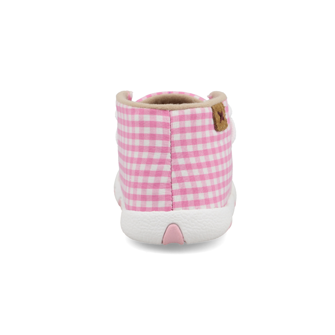 Twisted X Infant Pink and White Gingham Chukka Driving Moc-ICA0050
