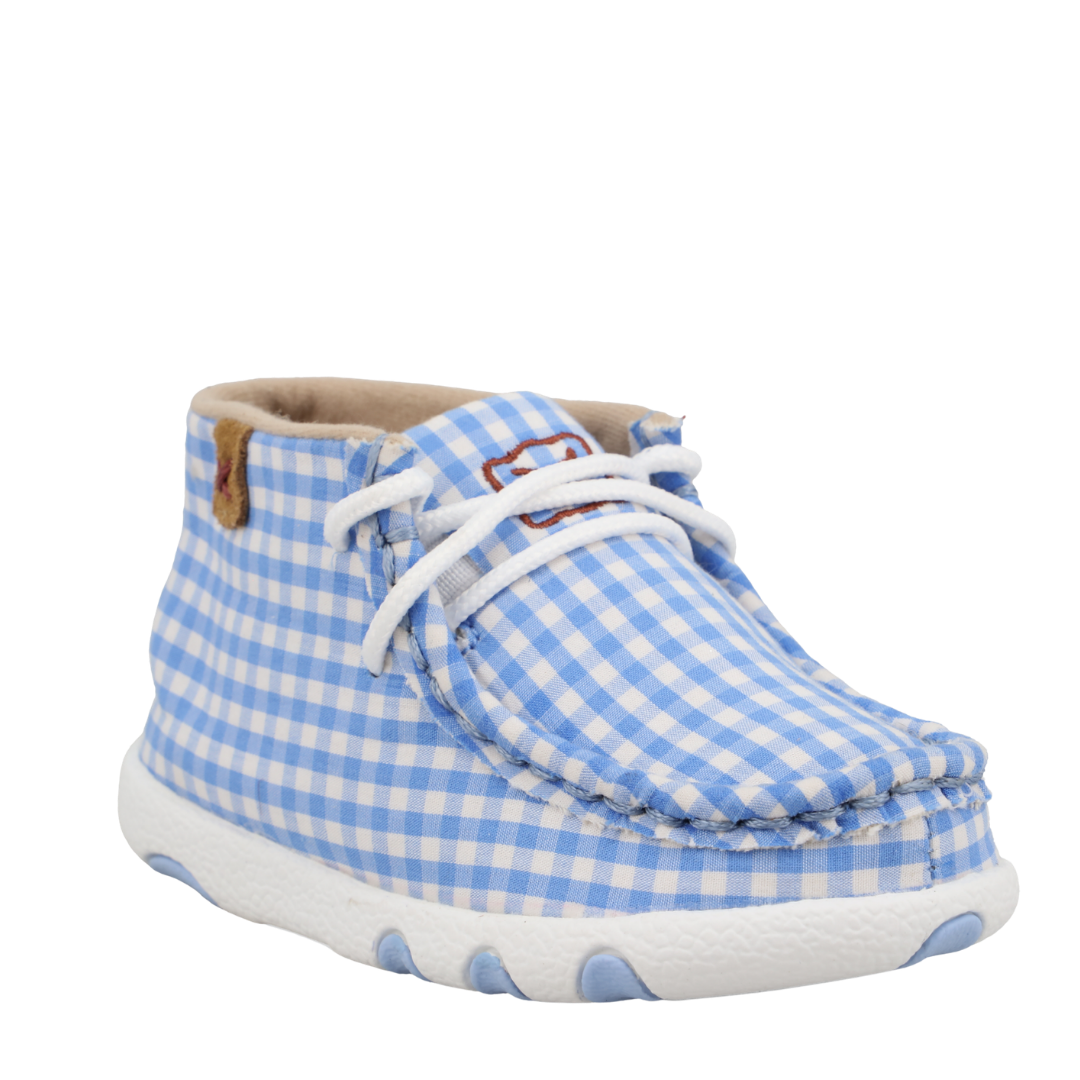 Twisted X Infant Blue and White Gingham Chukka Driving Moc-ICA0051