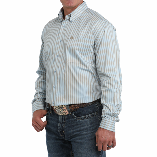 Cinch Men's Light Blue Striped Button Down MTW1106153