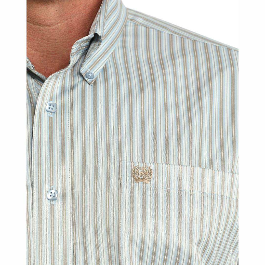 Cinch Men's Light Blue Striped Button Down MTW1106153