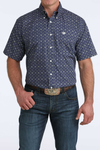 Cinch Mens Royal Blue Print Short Sleeve Shirt-MTW1111514