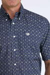 Cinch Mens Royal Blue Print Short Sleeve Shirt-MTW1111514