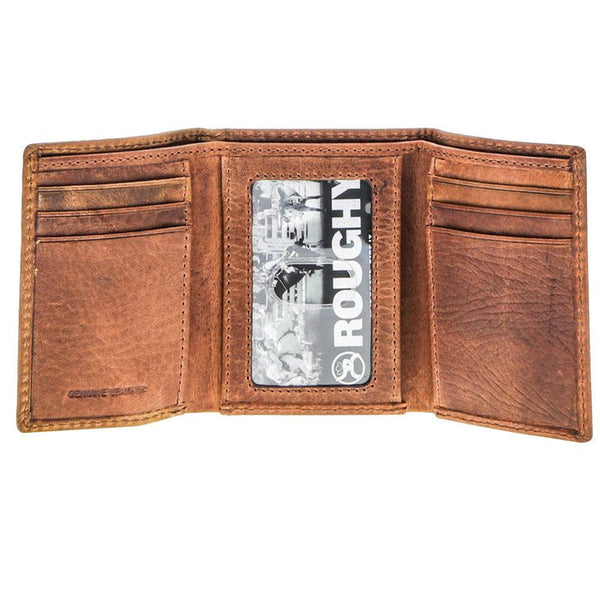 Hooey "Canyon" Trifold Roughy Wallet Distressed Tan/Brown Leather RTF008-TNBR