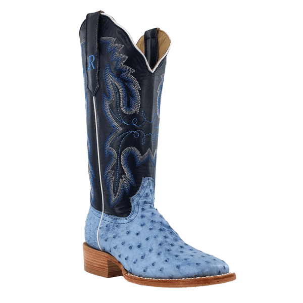 R Watson Ladies Denim Full Quill Ostrich Square Toe boot-RWL4303-2